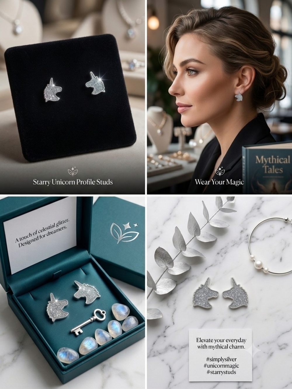 Sparkly Unicorn Stainless Steel Stud Earrings